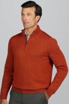 Jos. A. Bank Tailored Fit 1/4 Zip Merino Wool Sweater -4XT  colour:Burnt... - $37.39
