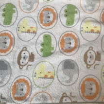 Circo Elephant Giraffe Monkey Lion Alligator Gray Plush Baby Blanket w Circles  - $43.00