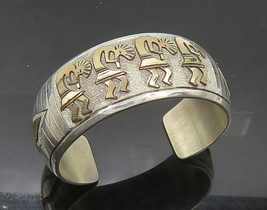 Mark Yazzie Navajo 925 Silver &amp; 12K Gold - Vintage Kokopelli Bracelet - BT8215 - £318.16 GBP