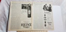 1919 Print Ads 8 FOOD ADVERTISEMENTS Heinz Beans Vinegar QUAKER OATS Bee... - £8.79 GBP