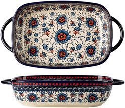 Vintage Style Pottery Bakeware Ceramic Casserole Dish Baking Pan Lasagna... - $98.11 CAD