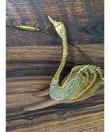 Vintage MCM Brass And Wood Swan Cattails Wall Decor - €12,23 EUR