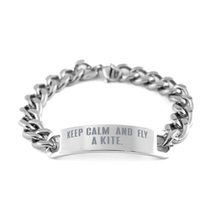 Inspirational Kite Flying Cuban Chain Bracelet, Keep Calm and Fly a Kite... - $29.65