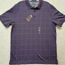 Van Heusen Medium Polo Shirt Purple Windowpane Plaid Short Sleeve Golf New  - £13.99 GBP