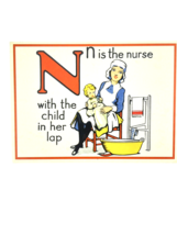 Cavallini Letter N Framable Nursery Art 1930s Repro Alphabet Flash Card - $9.74