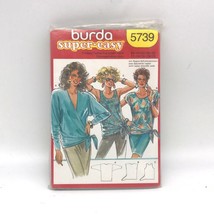 UNCUT Vintage Sewing PATTERN Burda 5739, Super Easy 1980s Misses Tops with Side - $14.52
