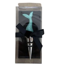 CBK Coastal Mermaid Metal Wine Bottle Stopper Gift Boxed Teal 5 in NWT - $12.48