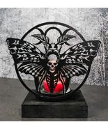 Death&#39;s Head Skull Moth Triple Moon Coated Metal Votive Tea Light Candle... - $437.87 MXN