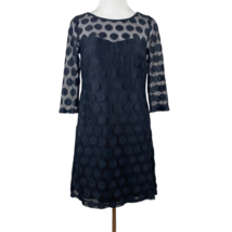 Betsey Johnson Dress 4 Black Polka Dot Lace Mini A-Line Sweetheart 3/4 Sleeve - £24.34 GBP