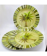 Set Of 4 Vintage Palm Tree Melamine Dinner Plates Green Tropical Durable... - $225.71 MXN