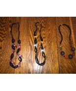 3 Beaded Necklaces-2 With Wood Carved Parrots-1 With Wood Carved Safari ... - $17.63 CAD