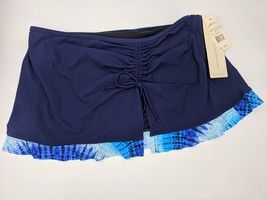 Profile By Gottex Swim Skirt Ruffled Side Slit Navy Blue Size 8 $98 - Nwt - £21.57 GBP
