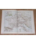 1887 ANTIQUE HISTORICAL MAP OF CAROLINGIAN EMPIRE CHARLEMAGNE FRANKS FRANCE - £17.19 GBP