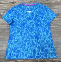 Reel Legend Freeline Water Print V Neck Sports Fishing Shirt Size Medium - $13.86