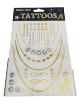 Golden Silver Temporary Temp Art Tattoos Necklace Gold  Lot Of 10 New - £14.90 GBP