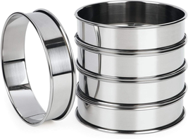 4 Inch English Muffin Rings, Stainless Steel Crumpet Rings, Tart Rings for Bakin - £14.40 GBP