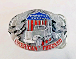 Vintage American Trucker 1998 Pewter Belt Buckle Siskiyou Painted Enamel... - $331.15 MXN