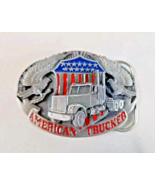 Vintage American Trucker 1998 Pewter Belt Buckle Siskiyou Painted Enamel... - $330.57 MXN
