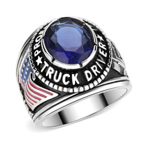 Patriotic Truck Driver Ring Stainless Steel TK316 - £16.92 GBP