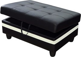Pu Leather Small Foot Stool Ottomans, Black And White Rectangular Footrest Stora - £180.24 GBP