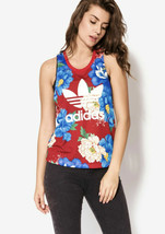 Adidas Originals x Farm Chita Tank Top Trefoil Logo Floral Red Size S UK10 - $34.65