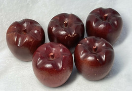 Lot of five vintage wooden wood apples red see photos for condition - £10.35 GBP