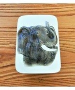 Beautiful Vintage Elephant Trinket Box Ceramic Dresser Jar White Brown - £19.92 GBP