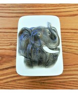 Beautiful Vintage Elephant Trinket Box Ceramic Dresser Jar White Brown - $25.00