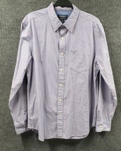 American Eagle Shirt Mens Large Blue Striped LS  Button Down Athletic Fi... - £16.07 GBP