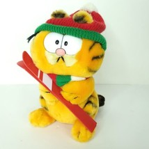 Garfield Plush Stuffed Animal Skier Hat Scarf Skis Red Green Fun Farm Xm... - $27.71