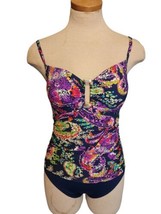 Lauren Ralph Lauren Tankini Look One Piece Swimsuit Womens Size 6 Navy P... - £14.15 GBP