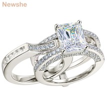 3.5Ct Grand Radiant Wedding Ring Set For Women Bride Solid 925 Sterling Silver E - £58.57 GBP