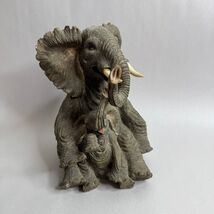 Elephant Figurine Mother Baby Resin Motherhood Desk Decor Sculpture - $25.38 CAD