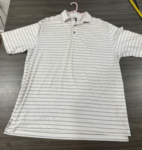 Footjoy Polo Golf Shirt White gray Striped Stretch Polyester Stretch Men XL - £10.06 GBP