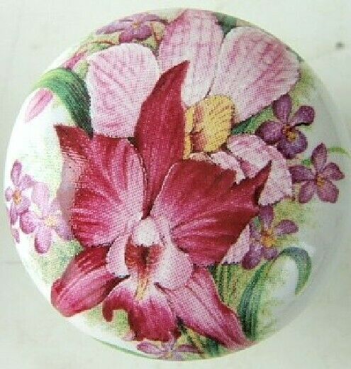 Ceramic Cabinet Knobs Orchid #3 @Pretty@ - $4.55