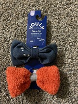 Youly The Artist O/S Dog Bowtie 2 Piece Set Denim &amp; OrAnge Collar Widths 1/2-1” - £7.90 GBP