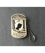 POW MIA USA DOG TAG EMBOSSED LAPEL PIN BADGE 1.3 x 3/4 INCHES WITH CHAIN - £4.66 GBP
