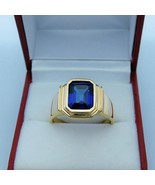 Homme 4.00 CT Simulé Saphir Bleu Fiançailles Bague 14K or Jaune Plaqué - $123.42 CAD