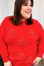 More The Merrier Red Pearl Christmas Tree Jacquard Sweater - £30.67 GBP