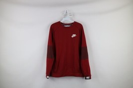 Nike Sportswear Mens Small Spell Out Swoosh Color Block Crewneck Sweatshirt Red - £35.65 GBP