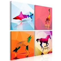 Tiptophomedecor Stretched Canvas Nordic Art - Geometric Animals (4 Parts) - Stre - £54.98 GBP+