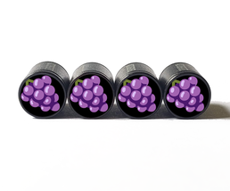 Purple Grapes Emoji Tire Valve Caps - Black Aluminum - Set of Four - £12.58 GBP
