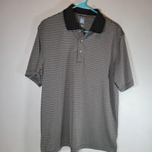 Ping Mens Golf Polo Shirt Large Black White Stripe 3 Button Casual Sport - $15.99