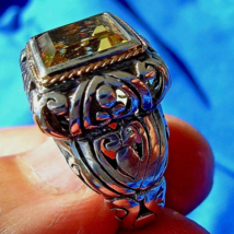 Designer SERLING SILVER 18k GOLD Cable Rope Ring Vintage Statement SIZE ... - $470.25