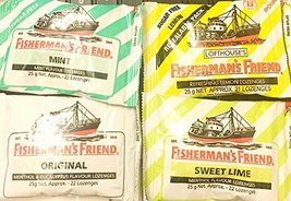 4 Tastes of Fisherman&#39;s Friend Mints 25g - Sweet Lime, Original, Mint, L... - £19.66 GBP