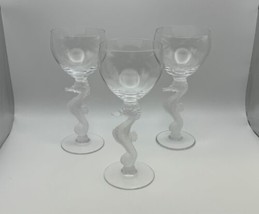 Set of 3 Bayel Crystal SEA HORSE Claret Wine Glasses 6 3/4&quot; - £86.63 GBP
