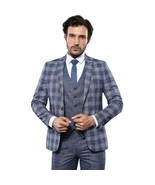 Men 3pc European Vested Suit WESSI by J.VALINTIN Extra Slim Fit JV36 nav... - $211.16 CAD