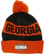 Georgia Winter Knit 3D Rubber Patch Pom Beanie Hat (Red/Black) - $27.37 CAD