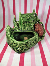 Charming Vintage Shawnee #769 Avocado Green Grist Mill with Stone House Planter - £15.98 GBP