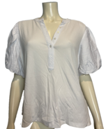 NWT DKNY White Short Sleeve Ribbed Knit Top Size XL - €32,38 EUR
